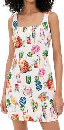 Moon River Calypso Mini Dress In Cream Multi