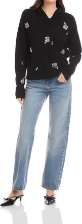 Fifteen Twenty Krystal Embellished Hoodie In Black