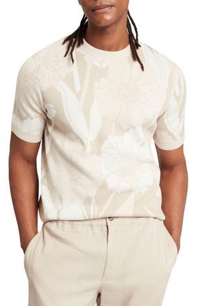 Ted Baker Baryn Floral Short Sleeve Sweater in Taupe at Nordstrom, Size 4