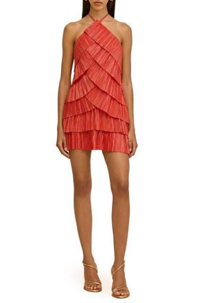 Cult Gaia Varsha Halter Tiered Minidress in Canyon at Nordstrom, Size 6
