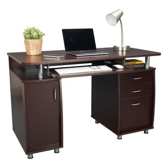 Techni Mobili Complete Workstation Computer Desk with Storage. Color: Chocolate