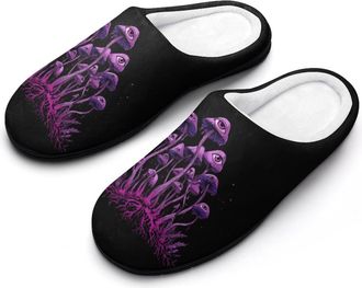Generic Trippy Magic Mushrooms Slippers Men Winter Warm Cotton Anti-Slip Indoor Slip-Ons House Shoes