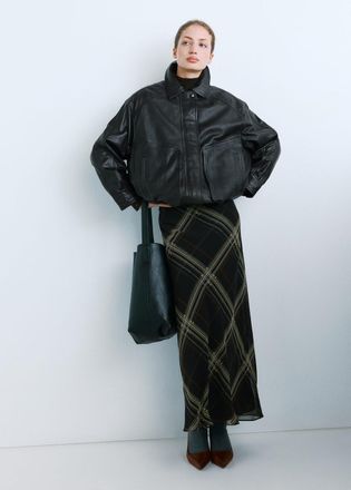 Mango Oversized leather jacket marrone - Donna - XS - MANGO