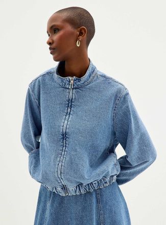 Contemporaine Womens Soft denim zipped jacket