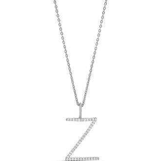SHYMI Jumbo Pav&eacute; Block Initial Pendant Necklace in Silver at Nordstrom