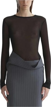 MUGLER Tops, Dames, Zwart, M, Katoen, Tuxedo Bodysuit