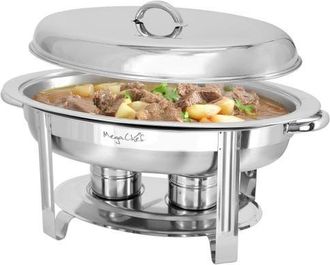 MegaChef 5.8 Quart Stainless Steel Oval Professional Chafing Dish/Food Warmer/Buffet Server Serving Dish in Silver at Nordstrom