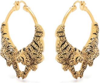 Roberto Cavalli tiger-detail hoop earings - women - Metal/Enamel - One Size - Gold