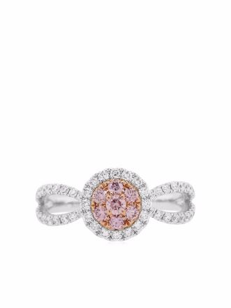 HYT Jewelry Anello di fidanzamento a rombi in oro bianco 18 carati con diamanti rosa - Argento