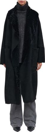 Giorgio Brato Asymmetrische Oversized Lamsveljas - Dames - Jassen - Zwart - 2XS - Jassen