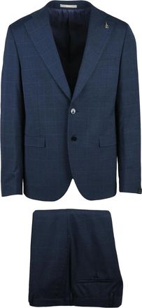 Paoloni Tailored Two-Piece Suit With Notch Lapels And Subtle Check Pattern
