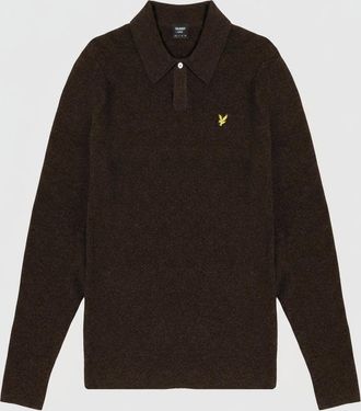 Lyle & Scott Mens Lambswool Blend Rugby Jumper - Brown - Size X-Large