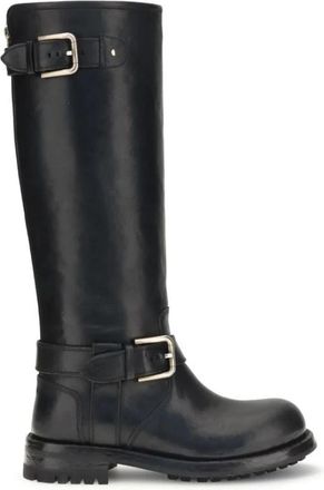 Dolce & Gabbana Leren Biker Boots - Dames - Hoge Laarzen - Zwart - 38 EU - Leer - Schoenen