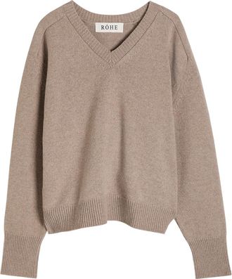 Róhe V-neck Wool and Cashmere-blend Jumper - Taupe - 42 (UK14 / L)