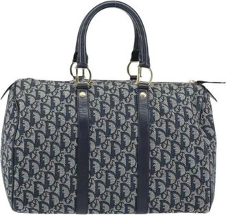 Dior Pre-owned Handbags, female, Blue, Size: ONE SIZE Pre-owned Trotter Canvas Boston Bag