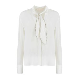 Genny Silk Blend Long Sleeve Shirt - female - Genny - Blouses - White - L - Blouses & Shirts