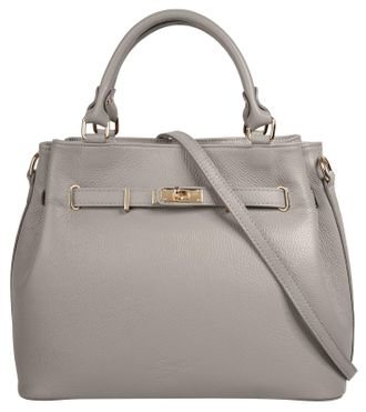 Samantha Look Henkeltasche SAMANTHA LOOK, Damen, Gr. B/H/T: 34cm x 27cm x 17cm onesize, grau, Leder, leicht gl&auml;nzend, unifarben, Taschen Henkeltasche, echt Leder, M