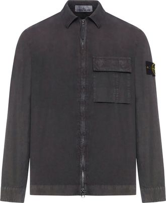 Stone Island zip-up pocket overshirt - men - Cotton - S - Black