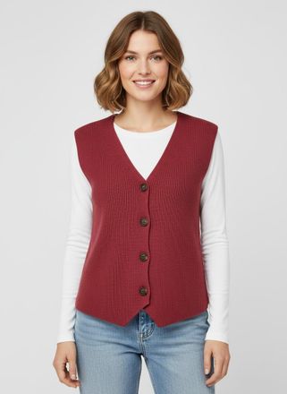 Soyaconcept Strickweste SOYACONCEPT SC-KANITA 27, Damen, Gr. XL, rot melange, Rippstrick, Obermaterial: 50% Viskose, 27% Polyester, 23% Nylon, unifarben, normal, 