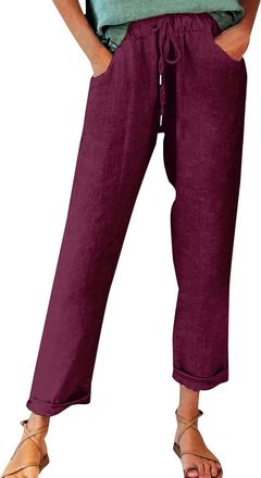 Generic Womens Straight Baggy Pant Wide Leg Casual Trouser Womens Autumn Fragrant Linen Linen Vintage Floral Print Casual Pants - Perfect for Spring Comfortab