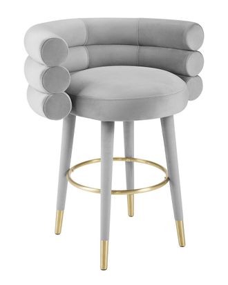TOV Furniture Tov Furniture Betty Grey Velvet Counter Stool