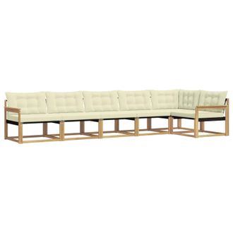 vidaXL Conjunto De Sof&aacute;s De Exterior Con Coj&iacute;n 6 Pcs Blanco Y Crema Vidaxl
