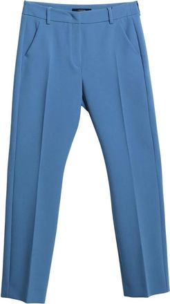 Max Mara Drana Pantalone Sigaretta - Dames - Straight fit broeken - Blauw - S - Leer - Broeken