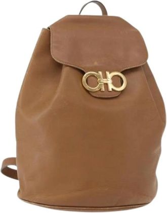 Ferragamo Pre-owned Backpacks, female, Brown, Size: ONE SIZE Pre-owned Leather Backpack