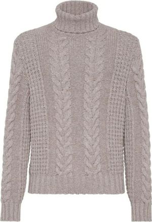 Brunello Cucinelli Turtleneck Trui - Heren - Coltruien - Grijs - 2XL - Katoen - Truien & Vesten