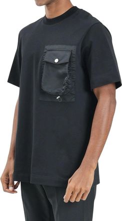 Yes London Relaxed Fit Black T-Shirt With Flap Pocket Detail