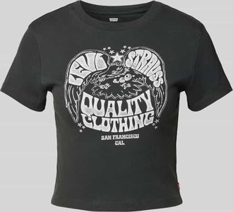 Levi's T-Shirt mit geripptem Rundhalsausschnitt in Black, Gr&ouml;&szlig;e XS