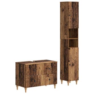 vidaXL Juego De Gabinete De Ba&ntilde;o De 2 Piezas Alkmaar Madera Envejecida Vidaxl