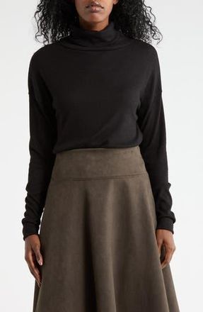 Renee C Cowl Neck Brushed Knit Crop Pullover in Black at Nordstrom Rack, Size X-Small