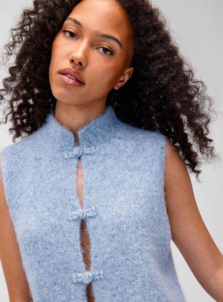 Twik Womens Frog closures touch-of-wool vest