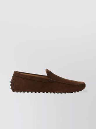 Tod's suede round toe moccasin with rubber sole