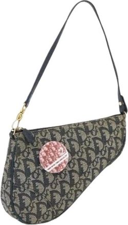 Dior Pre-owned Shoulder Bags, female, Blue, Size: ONE SIZE Pre-owned Vintage Trotter Canvas Pouch