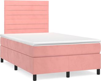 vidaXL Vidaxl - Cama Box Spring Con Colch&oacute;n Y Led Terciopelo Rosa 120x190 Cm