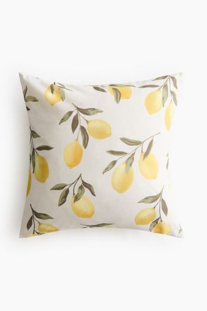 H&M Gemusterte Kissenh&uuml;lle - Hellbeige/Zitronen