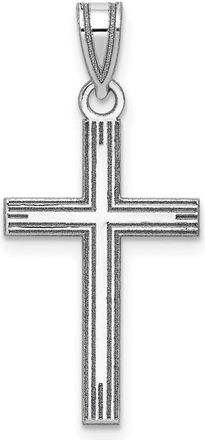 Diamond2Deal 14k White Gold Solid Laser Etched Cross Pendant