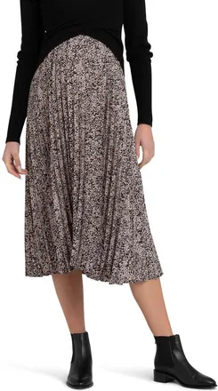 Ripe Florence Floral Pleated Maternity Skirt in Black/dusty Pink at Nordstrom, Size X-Small
