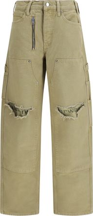 Alexander Wang Womens Zip Carpenter Pants Vintage Army Green Cotton Jean