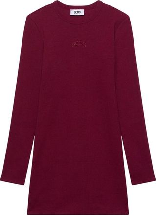 GCDS Logo Ribbed Mini Jurk - Dames - Korte kleedjes - Rood - XS - Katoen - Kleedjes