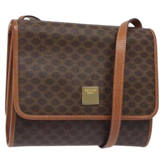 Celine Pre-owned Cross Body Bags, female, Brown, Size: ONE SIZE Pre-owned Vintage macadam shoulder bag