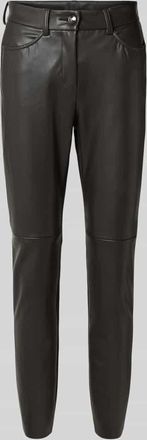 M.A.C Slim Fit Stoffhose in Leder-Optik Modell Vegan in Dunkelbraun, Größe 40/28