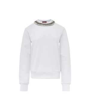 Gucci Witte Juweelhals Sweater - Dames - Sweatshirts - Wit - L - Katoen - Hoodies & sweatvesten