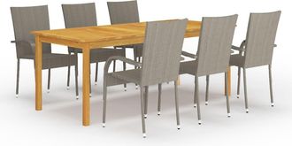 vidaXL Juego De Comedor Para Jard&iacute;n De 7 Piezas Gris Vidaxl