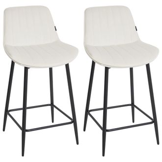 Beliani Beliani - Conjunto De 2 Sillas De Bar De Terciopelo Patas De Acero Negro Sin Reposabrazos Comedor Beige Claro Dubrovnik