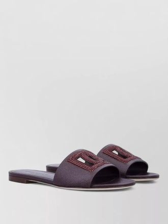 Dolce & Gabbana calfskin dauphine suede formal slide sandals