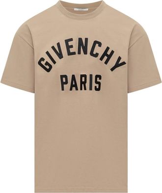 Givenchy T-shirt met Geborduurd Logo - Heren - Tops - Beige - Maat: S Katoen