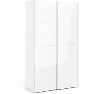 Dmora Dmora - Armario 2 Puertas Clarine, Muebles De Dormitorio, Vestidor, Armario De Ropa, 122x62 H220 Cm, Blanco Brillante